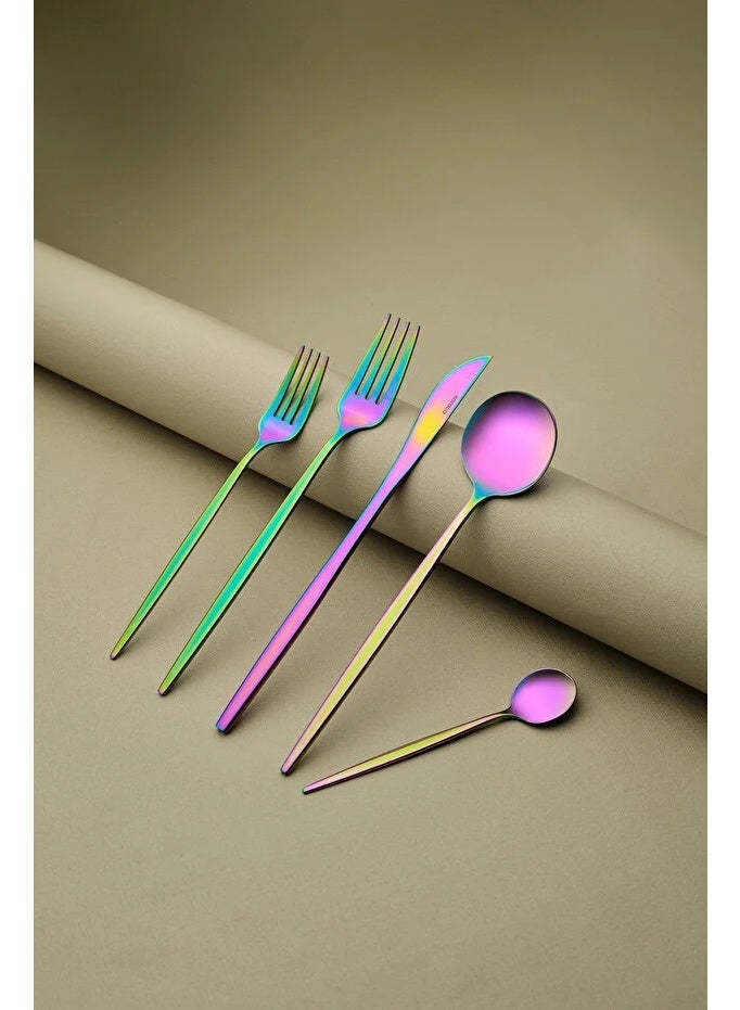 كاراجا مجموعة من 35 مقصًا وشوكة وملعقة من الفولاذ المقاوم للصدأ بألوان مختلفة، مناسبة للاستخدام في المنازل والمكاتب والمقاهي والفنادق. - Image 2